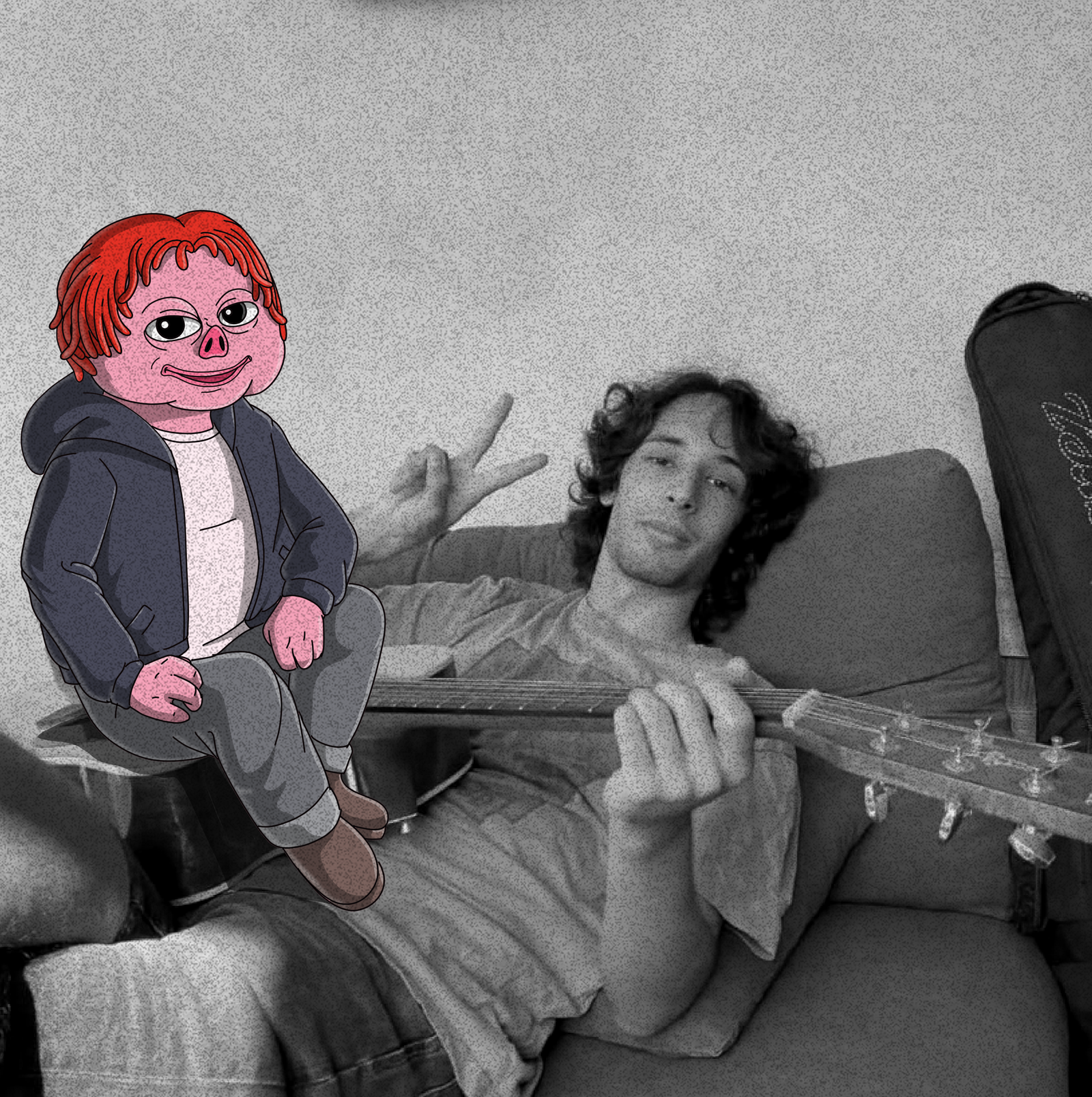 Playing guitar during quiet moments